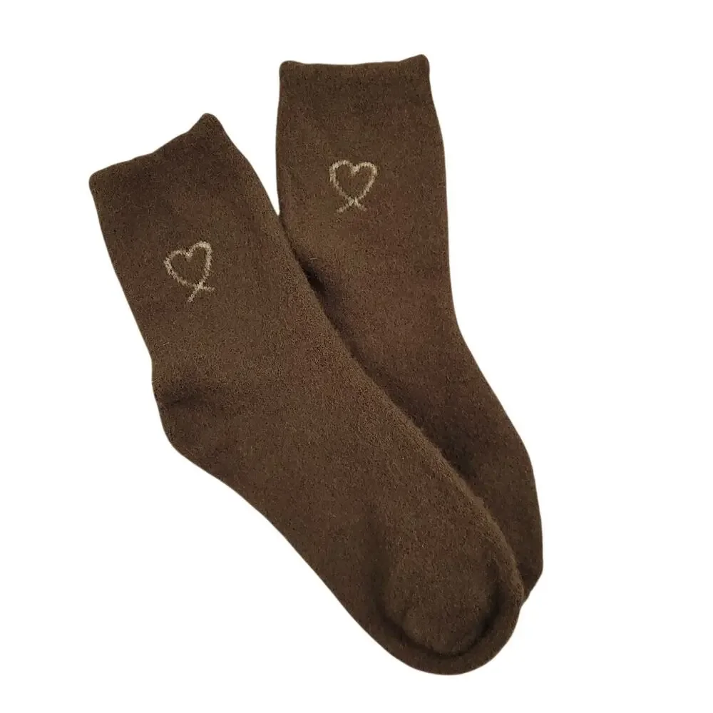 Jilly Warm Fuzzy Heart Socks 6 Pair Lot 6-11 Thick Plush Cozy Different Colors